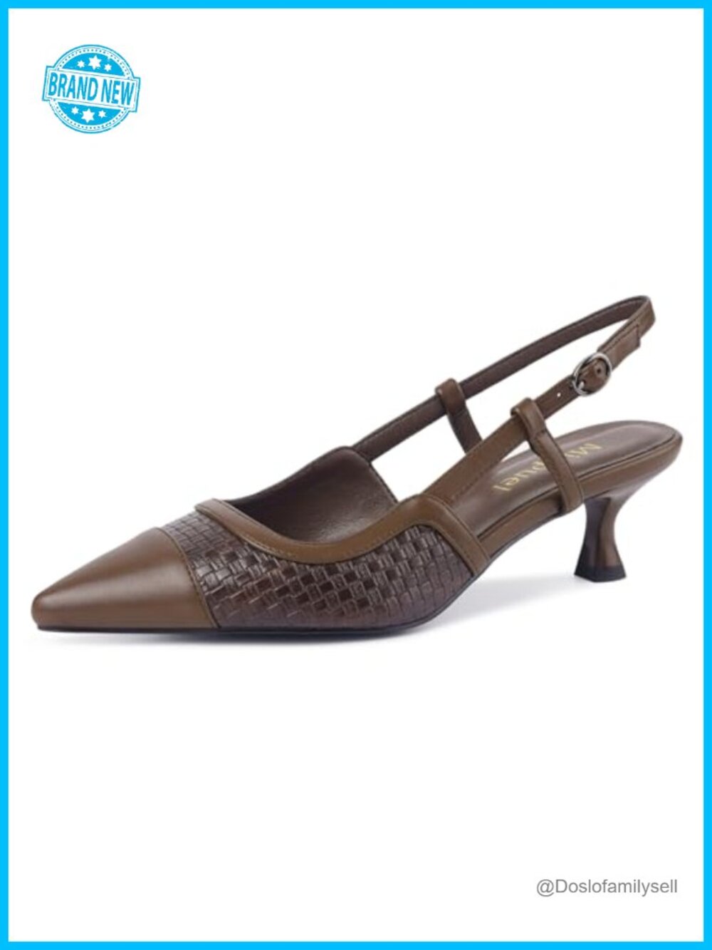 Kitten Heels for Women Pointed Toe Slingback Low Heel Pumps